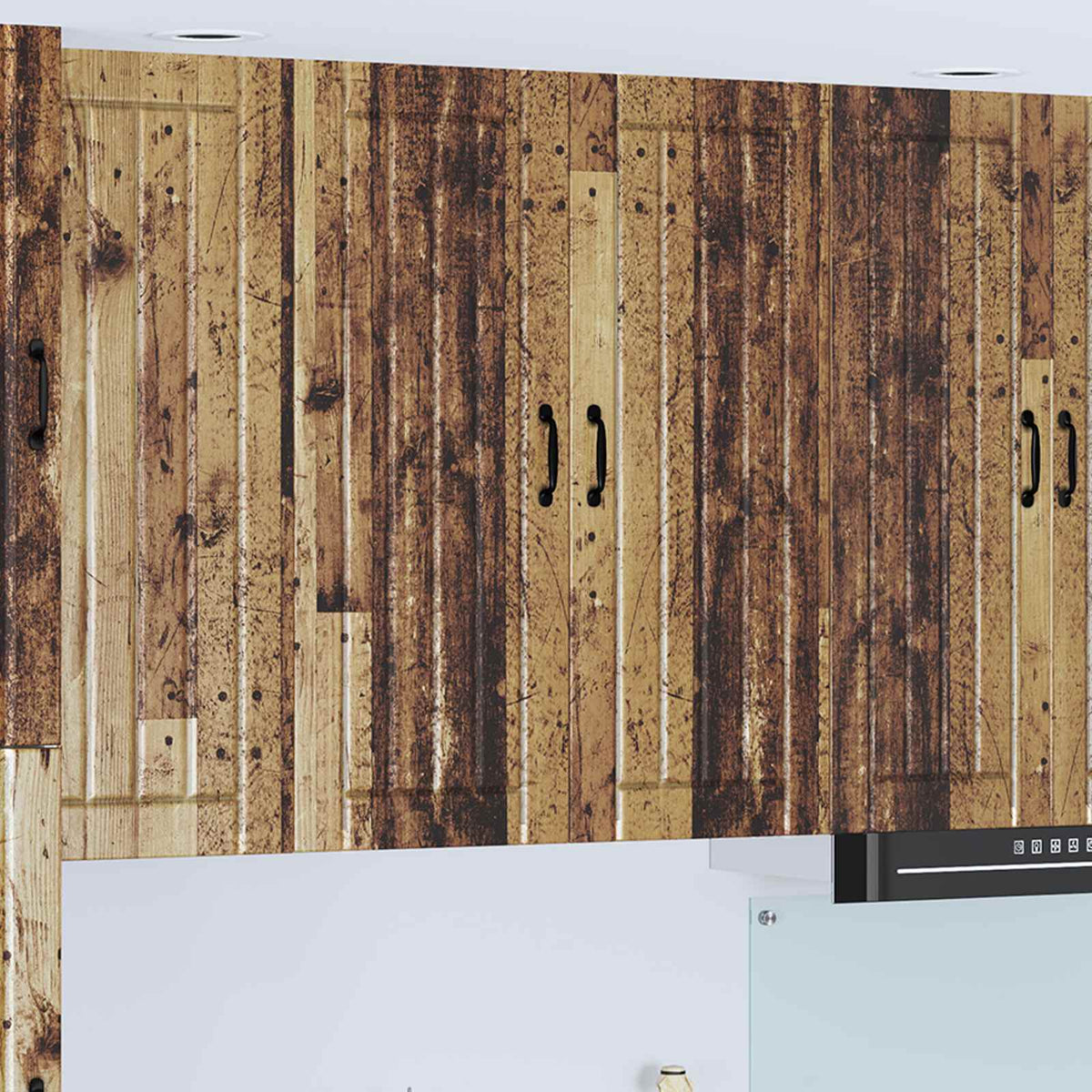 Kitchen Wall Cabinet "Lucca" Engineered Wood Old Wood 1x wall cabinet (2 doors) 80 cm wide 100 cm high