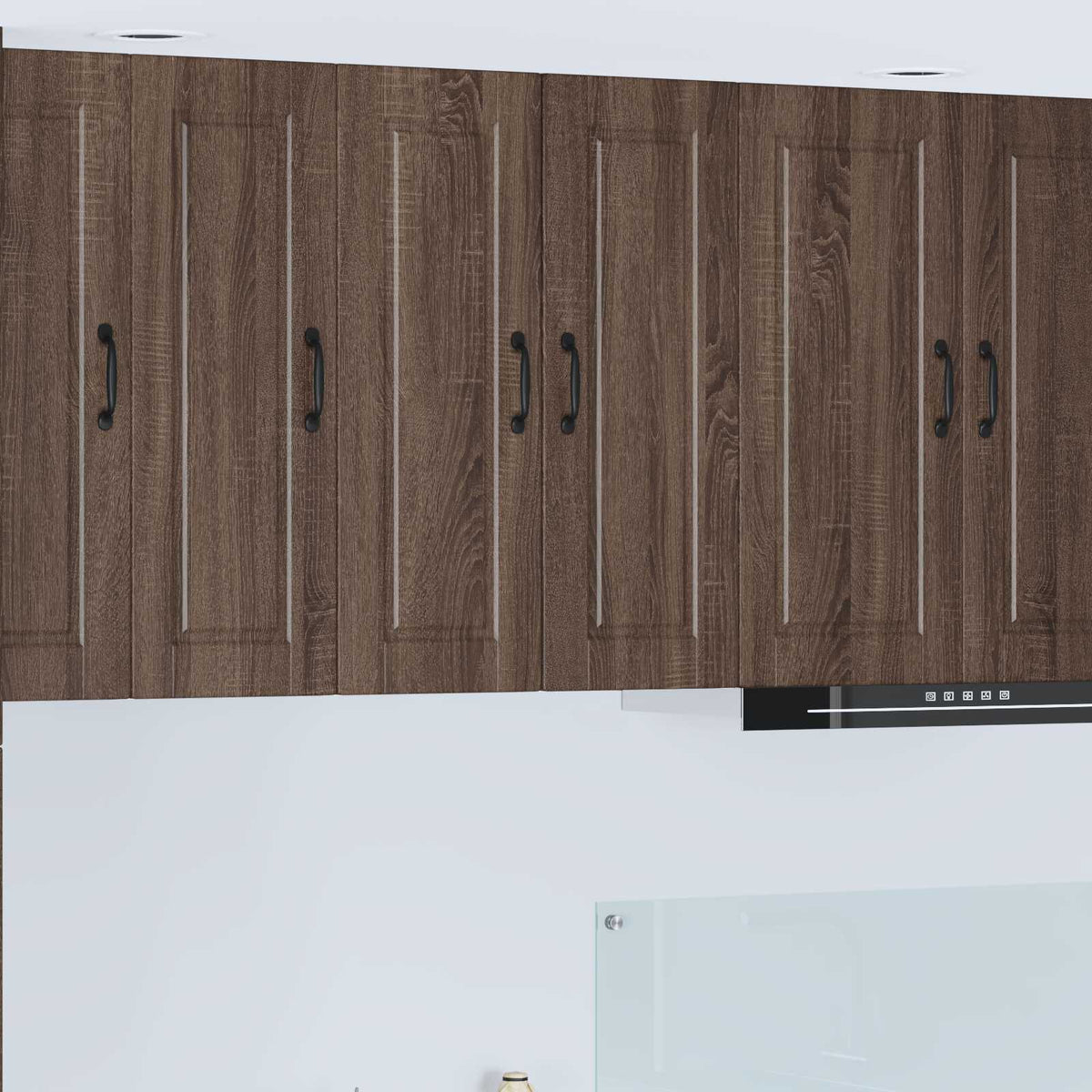 Kitchen Base Cabinet "Porto" Engineered Wood Brown Oak 1x wall cabinet (1 door) 30 cm wide 80 cm high