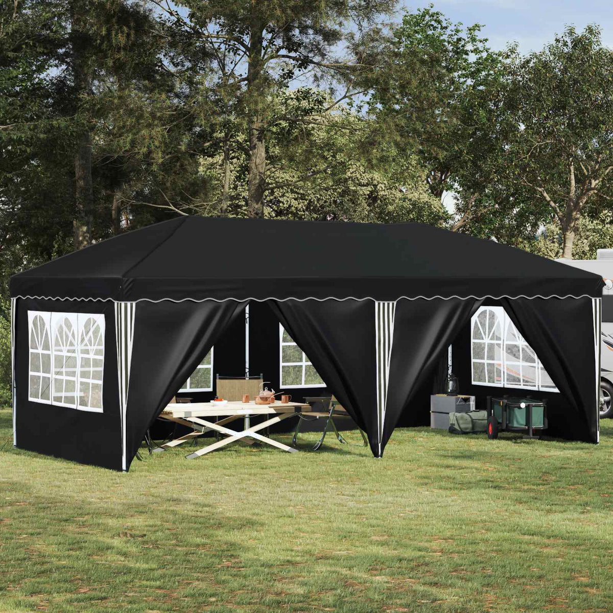 Pop-up Party Tent 575 x 288 x 245 cm with 6 Sidewalls Anthracite