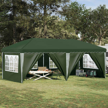 Pop-up Party Tent 575 x 288 x 245 cm with 6 Sidewalls Green