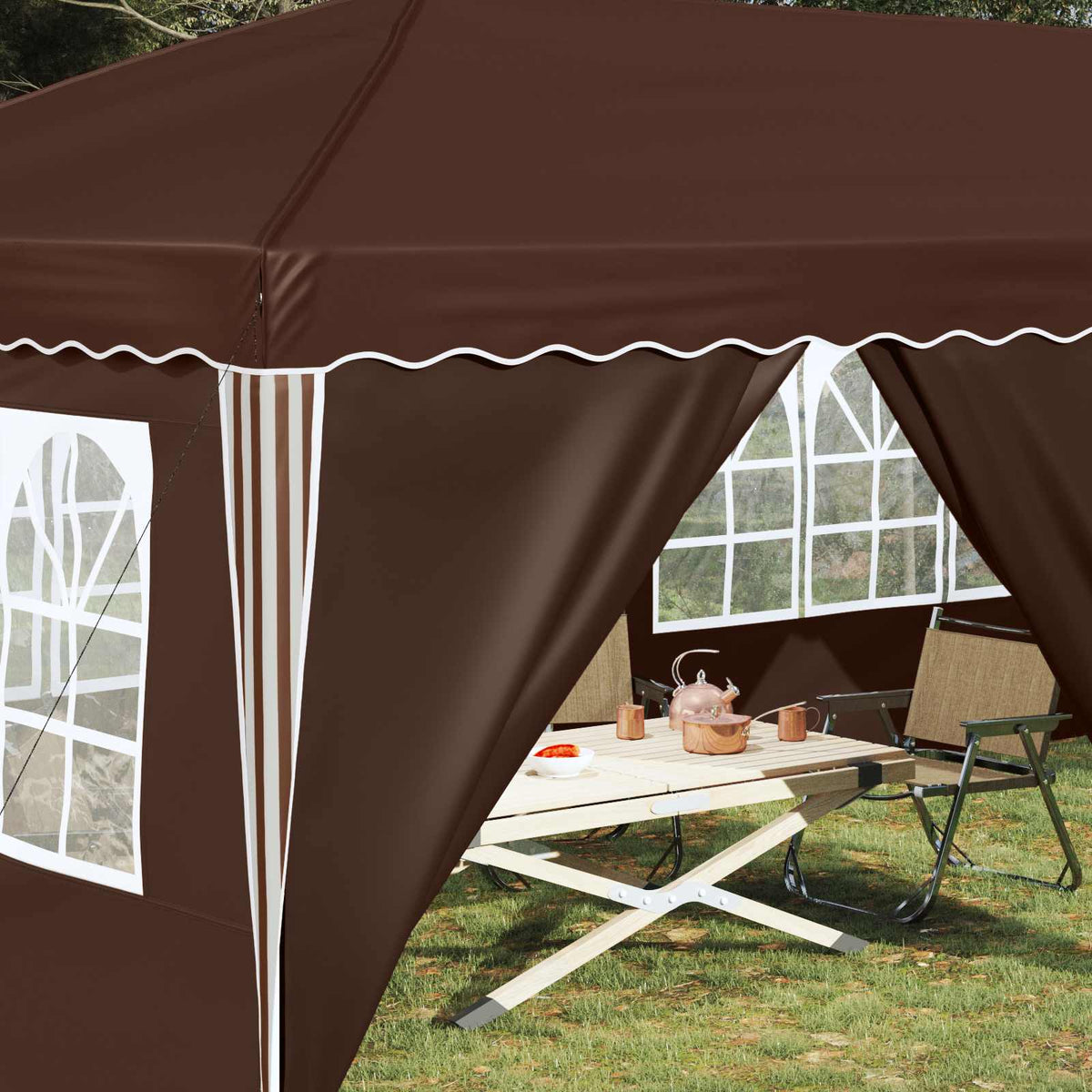vidaXL Pop-up Party Tent 575 x 288 x 245 cm Brown 3