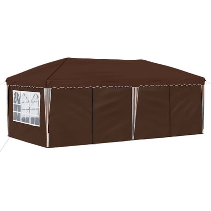 Pop-up Party Tent 575 x 288 x 245 cm with 6 Sidewalls Brown