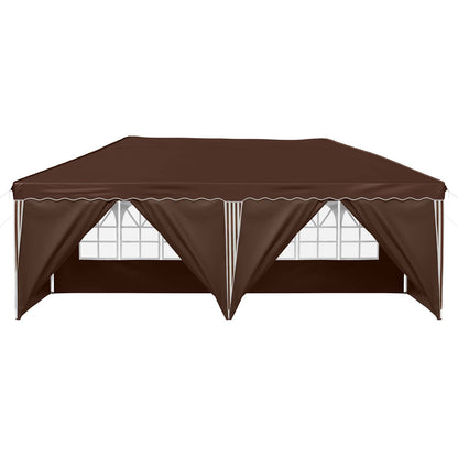Pop-up Party Tent 575 x 288 x 245 cm with 6 Sidewalls Brown