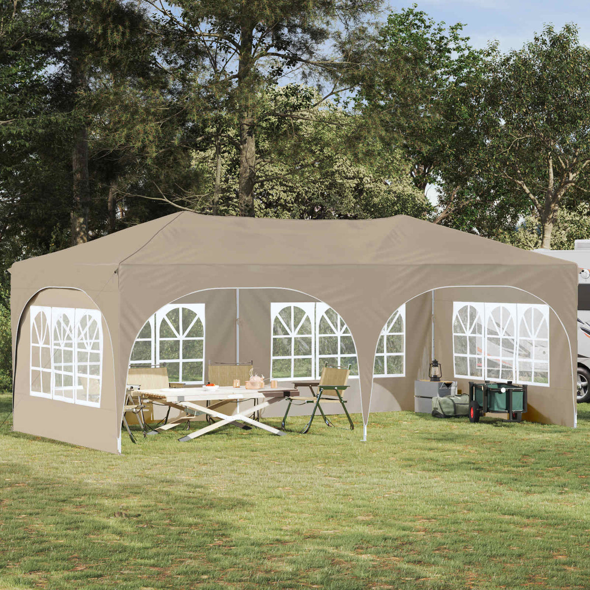 vidaXL Pop-up Party Tent 575 x 288 x 245 cm Cream Oxford Fabric 1