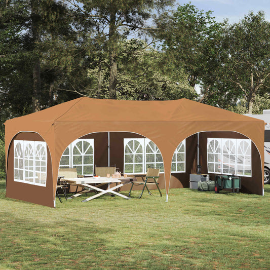 Pop-up Party Tent 574 x 289 x 245 cm Oxford Fabric with 4 Sidewalls Beige