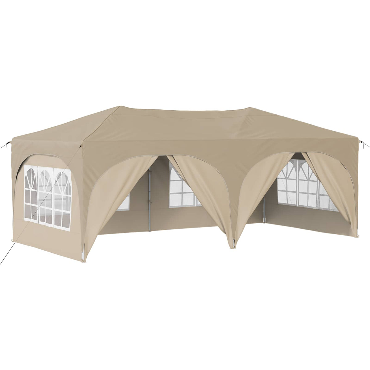 Pop-up Party Tent 574 x 289 x 245 cm Oxford Fabric with 6 sidewalls Cream