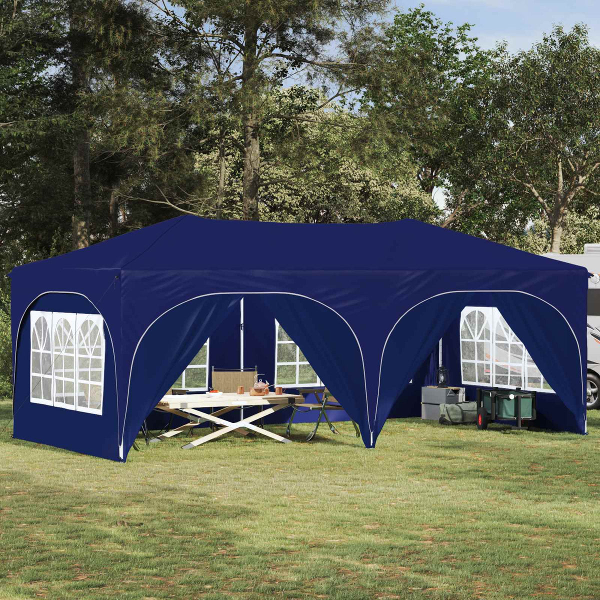 vidaXL Pop-up Party Tent 574 x 289 x 245 cm Oxford Fabric with 6 Sidewalls