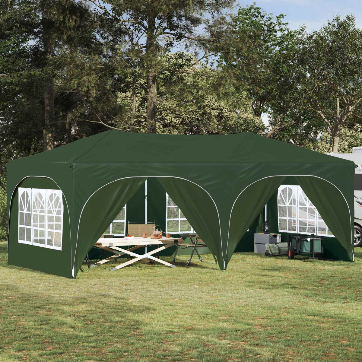 vidaXL Pop-up Party Tent 574 x 289 x 245 cm Oxford Fabric with 6 Sidewalls