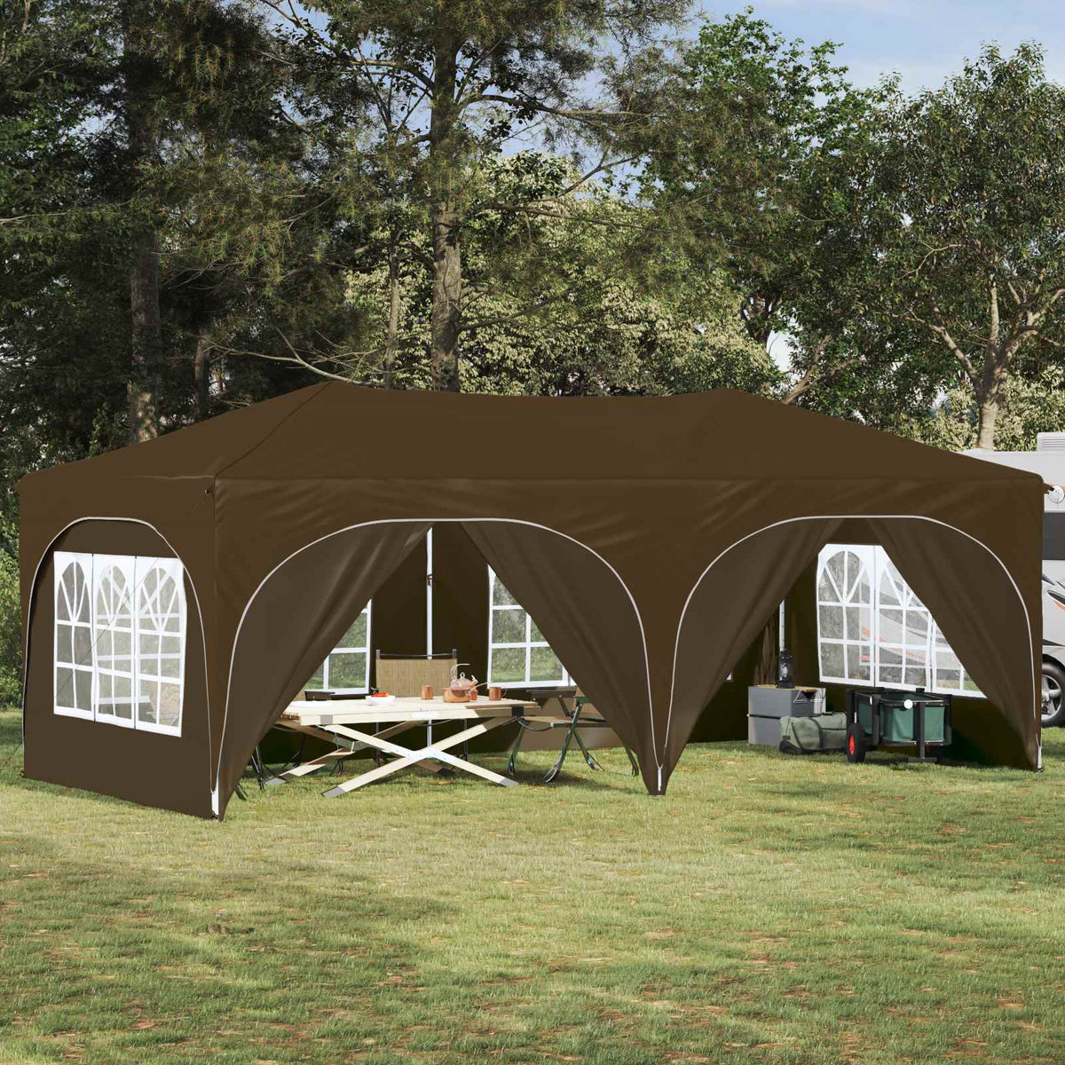 vidaXL Pop-up Party Tent 574 x 289 x 245 cm Oxford Fabric with 6 Sidewalls
