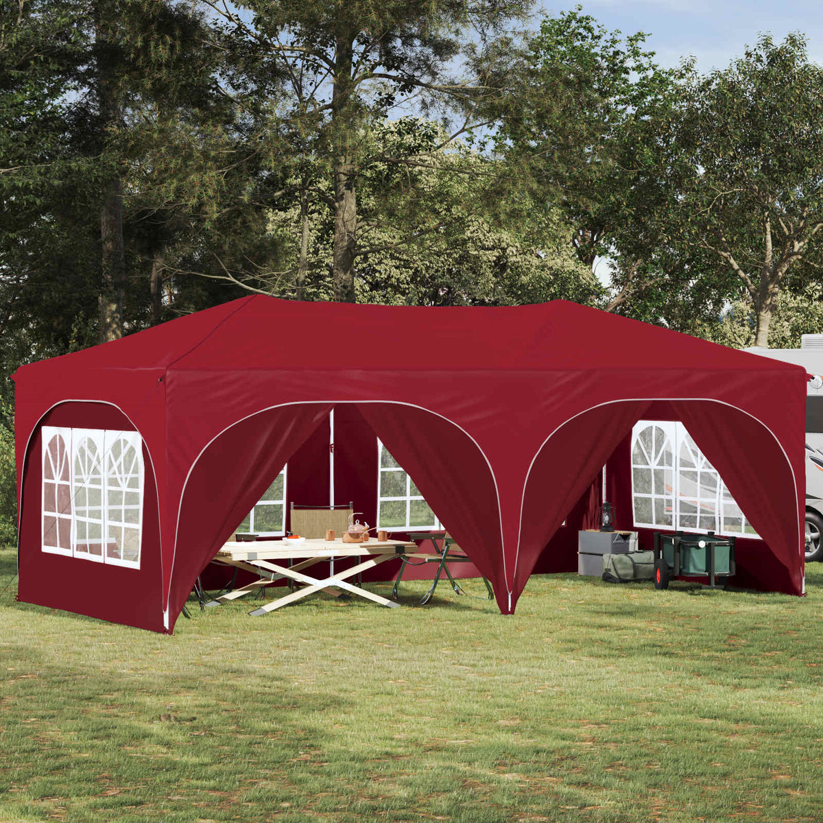 vidaXL Pop-up Party Tent 574 x 289 x 245 cm Oxford Fabric with 6 Sidewalls