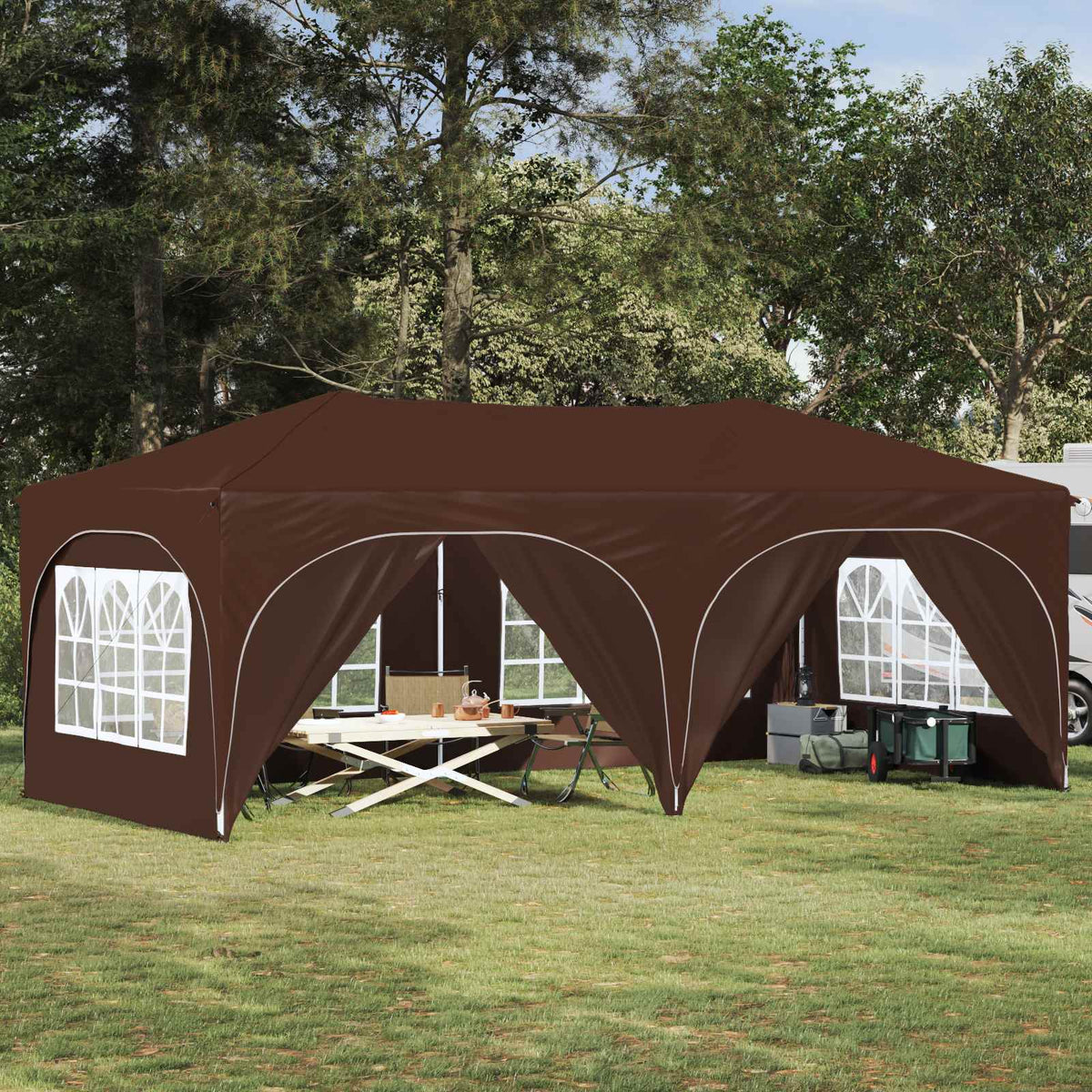 vidaXL Pop-up Party Tent 574 x 289 x 245 cm Oxford Fabric with 6 Sidewalls