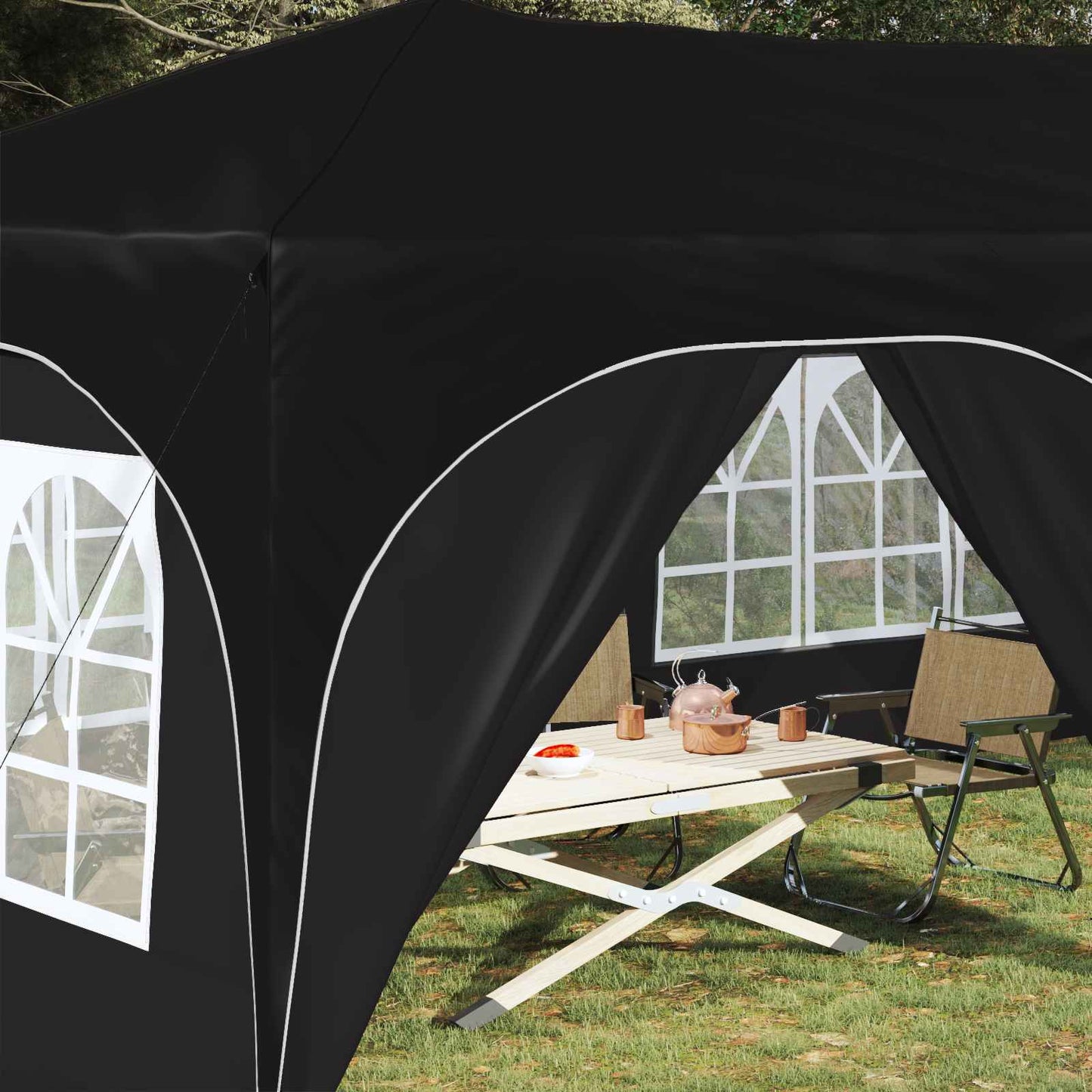 vidaXL Pop-up Party Tent 575 x 288 x 245 cm Black Oxford Fabric 3