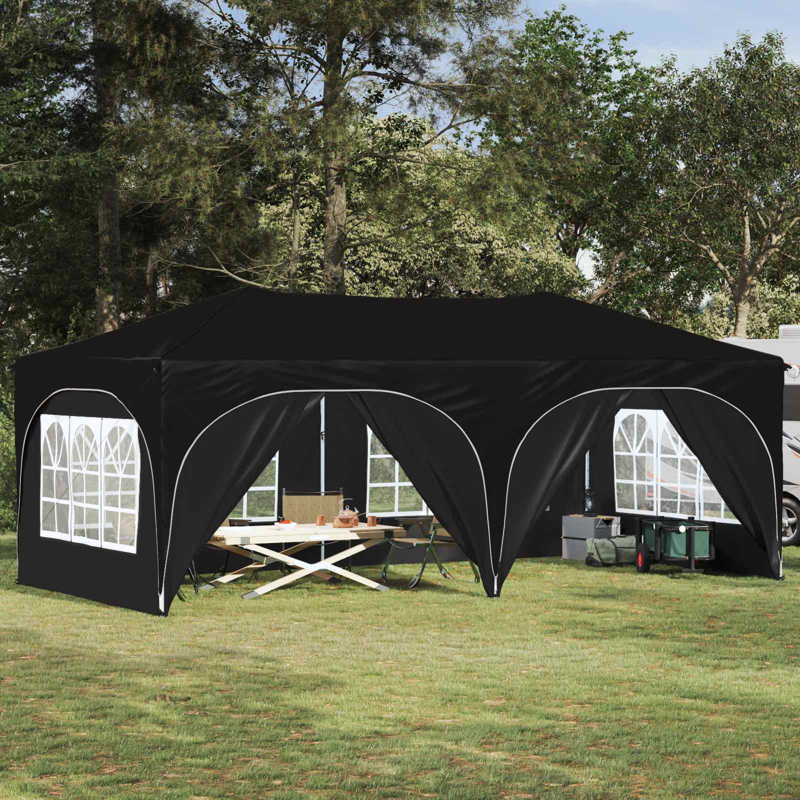 vidaXL Pop-up Party Tent 575 x 288 x 245 cm Black Oxford Fabric 1