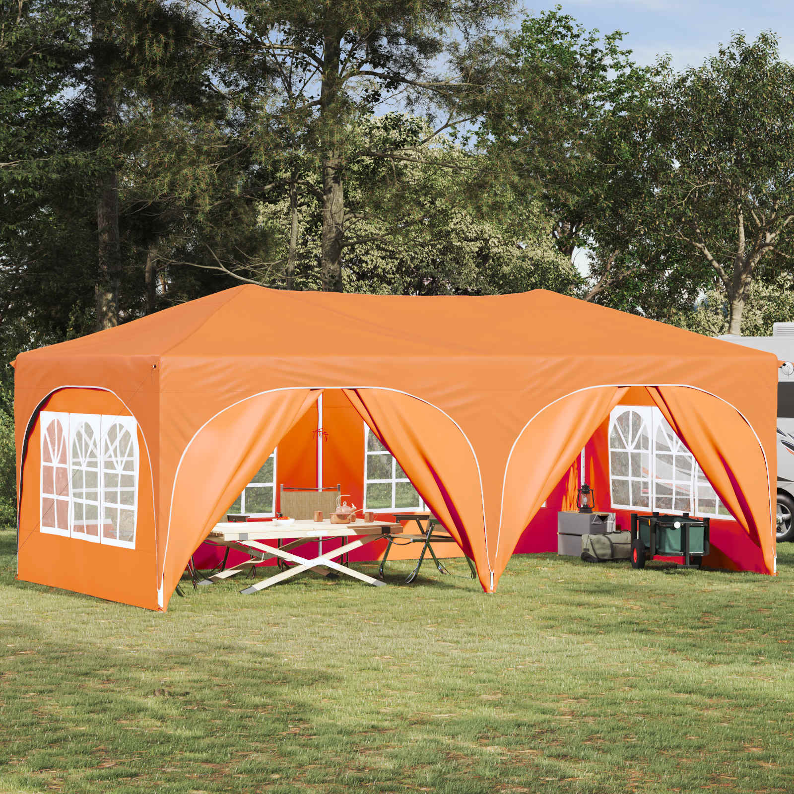 vidaXL Pop-up Party Tent 575 x 288 x 245 cm Orange Oxford Fabric 1