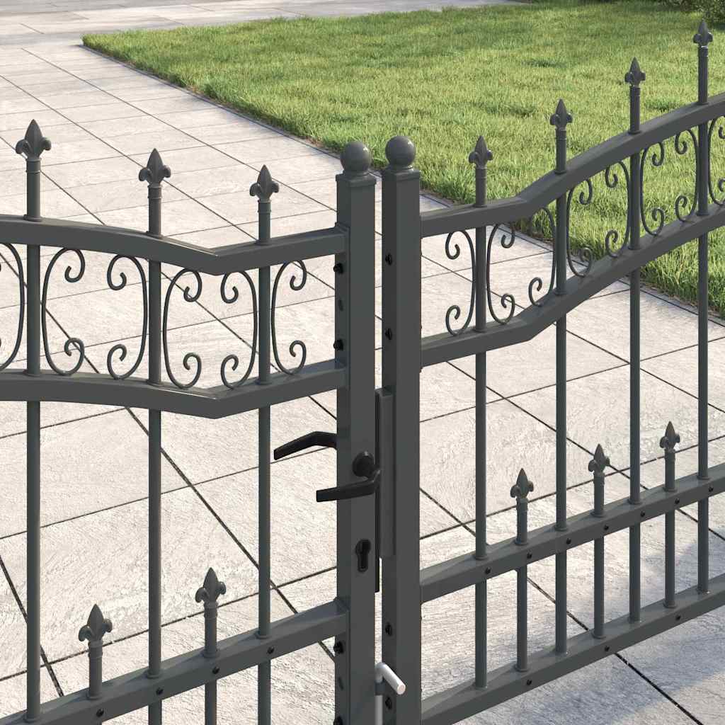 vidaXL Fence Gate with Spear Top KAMPEN 305 x 75 cm Steel Lockable 3