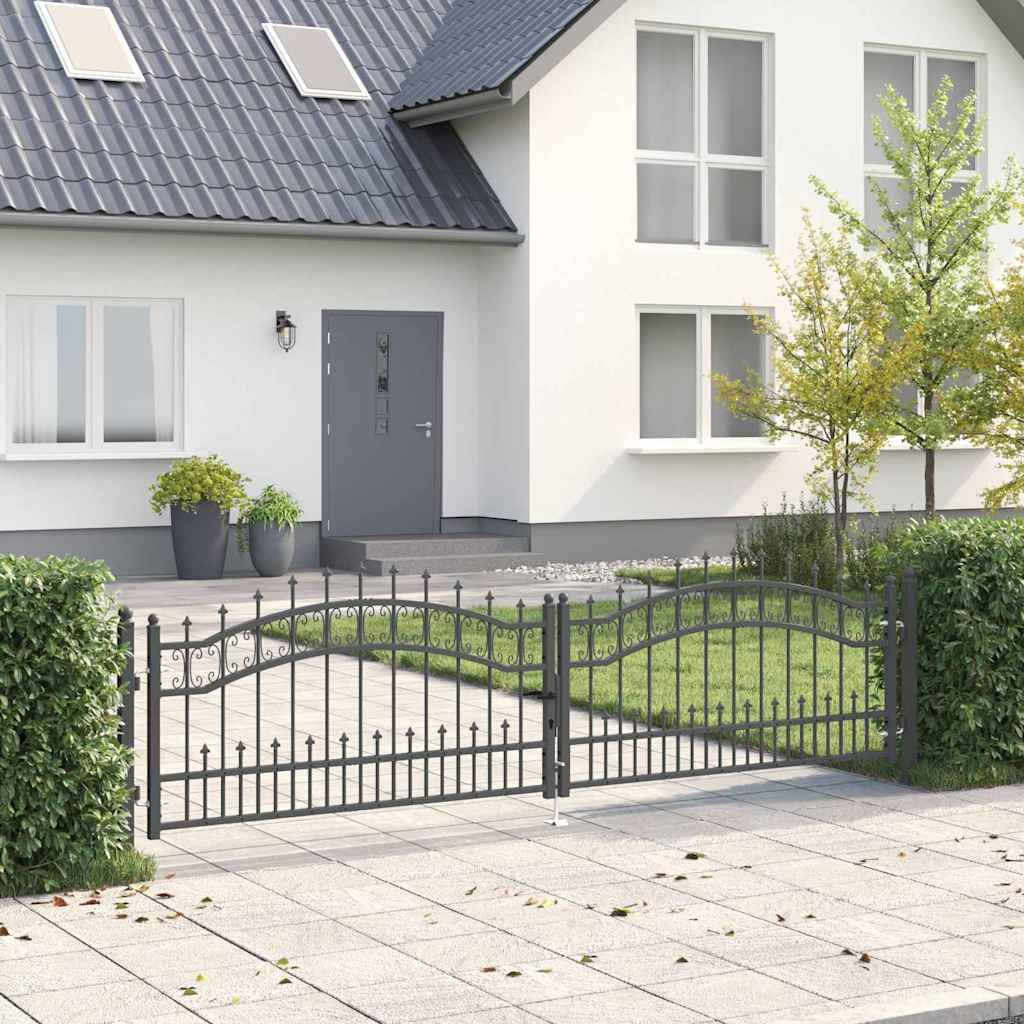 vidaXL Fence Gate with Spear Top KAMPEN 305 x 75 cm Steel Lockable 1