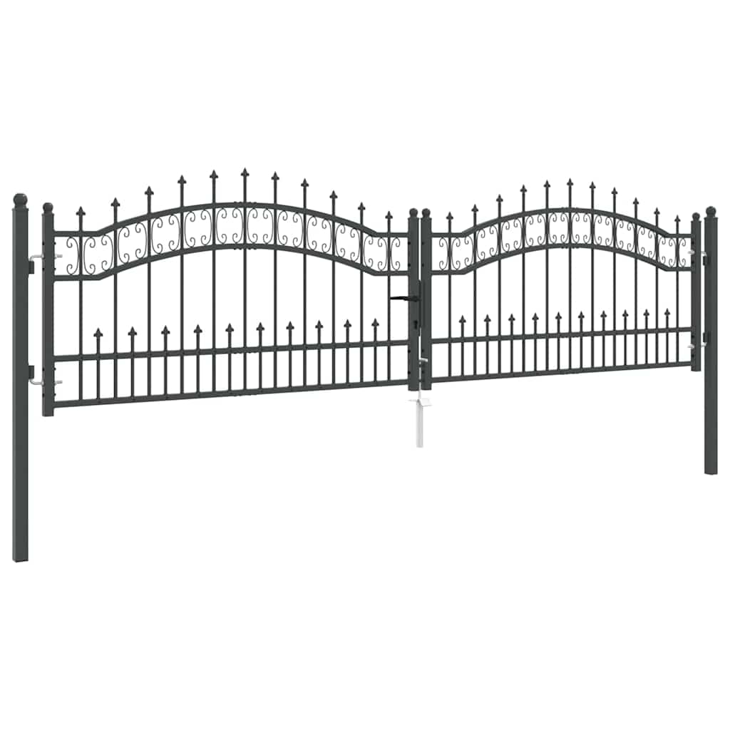 vidaXL Fence Gate with Spear Top KAMPEN 305 x 75 cm Steel Lockable 4