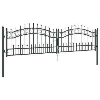vidaXL Fence Gate with Spear Top KAMPEN 305 x 75 cm Steel Lockable 4