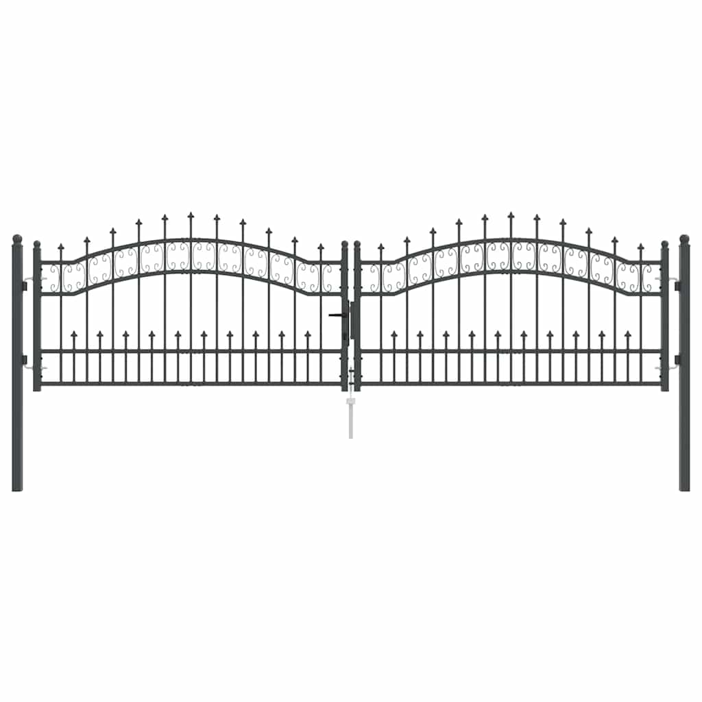 vidaXL Fence Gate with Spear Top KAMPEN 305 x 75 cm Steel Lockable 2