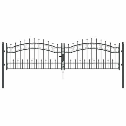 vidaXL Fence Gate with Spear Top KAMPEN 305 x 75 cm Steel Lockable 2