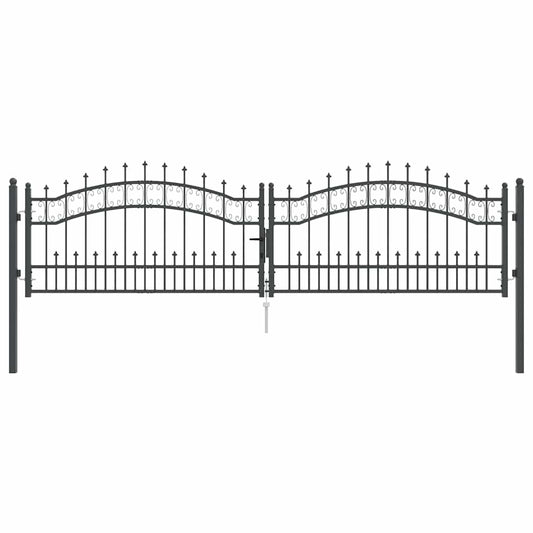 vidaXL Fence Gate with Spear Top KAMPEN 305 x 75 cm Steel Lockable 2