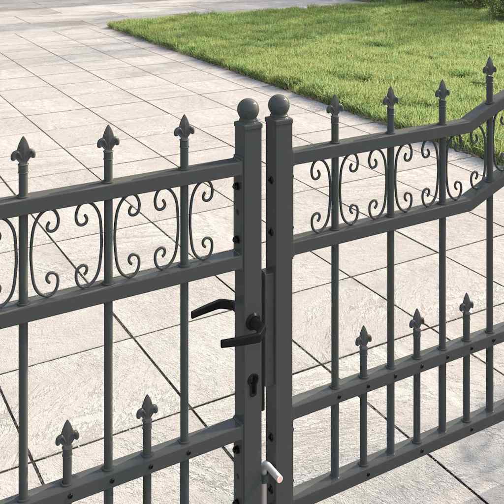 vidaXL Fence Gate with Spear Top KAMPEN 395 x 75 cm Lockable Steel 3