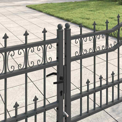vidaXL Fence Gate with Spear Top KAMPEN 395 x 75 cm Lockable Steel 3