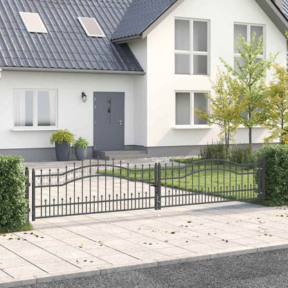 vidaXL Fence Gate with Spear Top KAMPEN 395 x 75 cm Lockable Steel 1