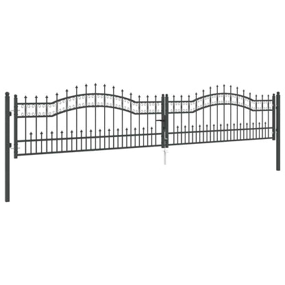 vidaXL Fence Gate with Spear Top KAMPEN 395 x 75 cm Lockable Steel 4