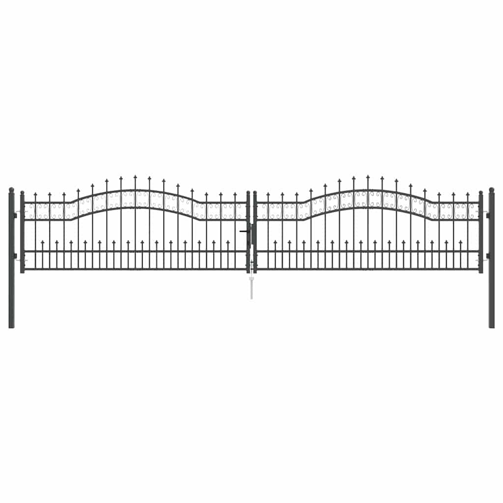 vidaXL Fence Gate with Spear Top KAMPEN 395 x 75 cm Lockable Steel 2