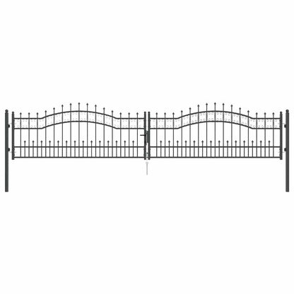 vidaXL Fence Gate with Spear Top KAMPEN 395 x 75 cm Lockable Steel 2
