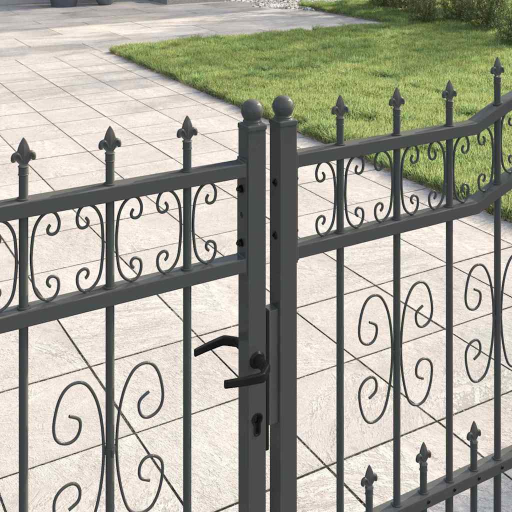 vidaXL Fence Gate with Spear Top KAMPEN 395 x 100 cm Lockable Steel 3