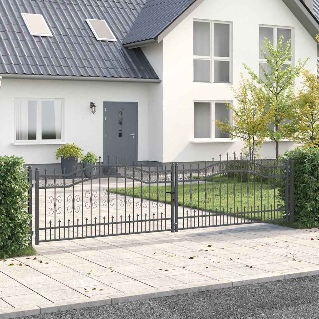 vidaXL Fence Gate with Spear Top KAMPEN 395 x 100 cm Lockable Steel 1
