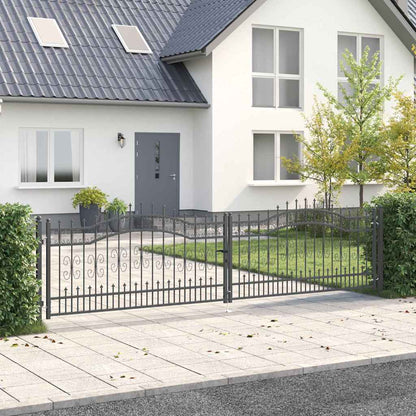 vidaXL Fence Gate with Spear Top KAMPEN 395 x 100 cm Lockable Steel 1