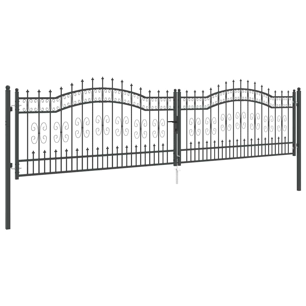 vidaXL Fence Gate with Spear Top KAMPEN 395 x 100 cm Lockable Steel 4