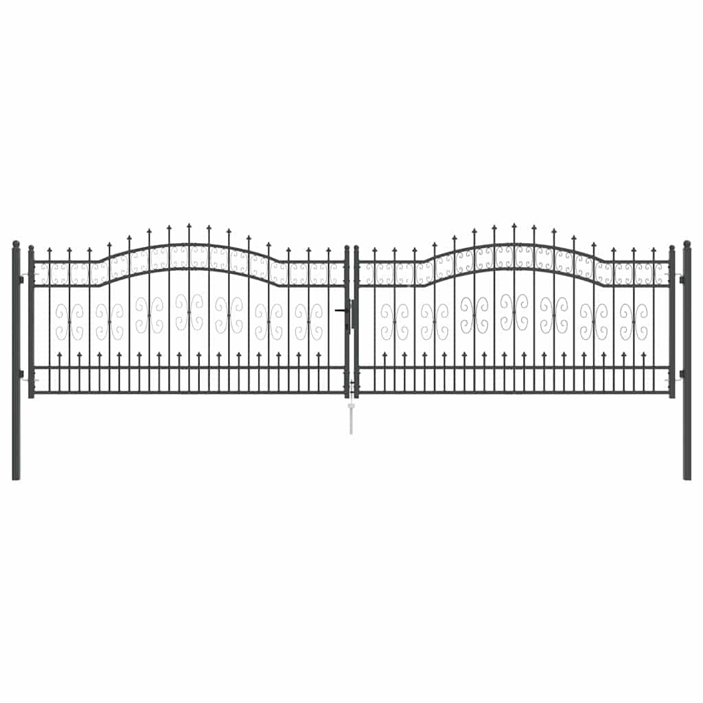 vidaXL Fence Gate with Spear Top KAMPEN 395 x 100 cm Lockable Steel 2