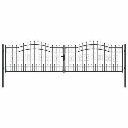 vidaXL Fence Gate with Spear Top KAMPEN 395 x 100 cm Lockable Steel 2