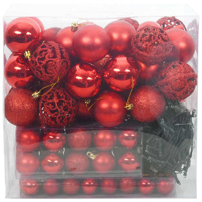 Christmas Bauble Set Ø 2.36 in Plastic 300 LEDs 120 pcs Red