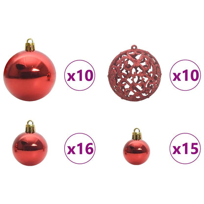 Christmas Bauble Set Ø 2.36 in Plastic 300 LEDs 120 pcs Red