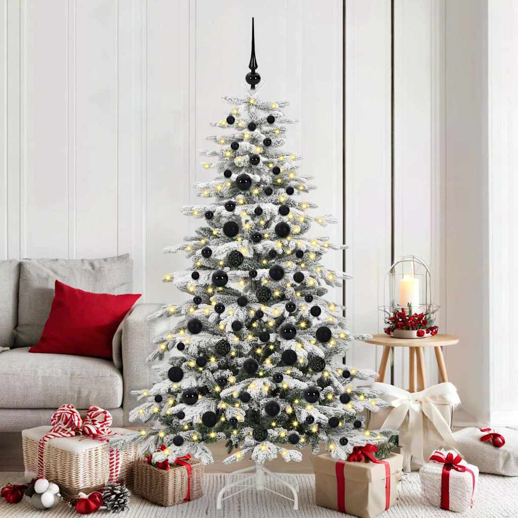 Christmas Bauble Set Ø 2.36 in Plastic 300 LEDs 120 pcs Black