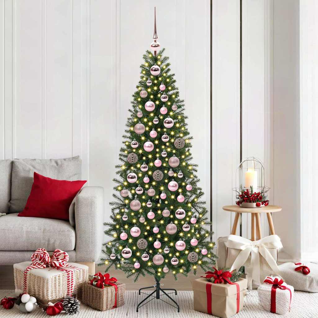 Christmas Bauble Set Ø 2.36 in Plastic 300 LEDs 120 pcs Pink