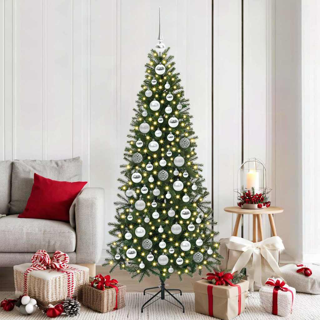 Christmas Bauble Set Ø 2.36 in Plastic 300 LEDs 120 pcs Silver