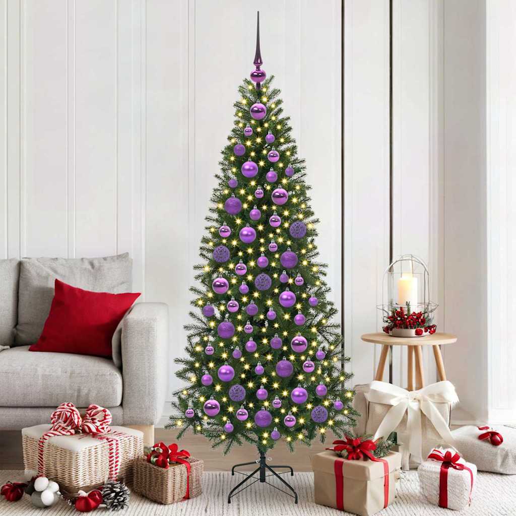 Christmas Bauble Set Ø 2.36 in Plastic 300 LEDs 120 pcs Lilac