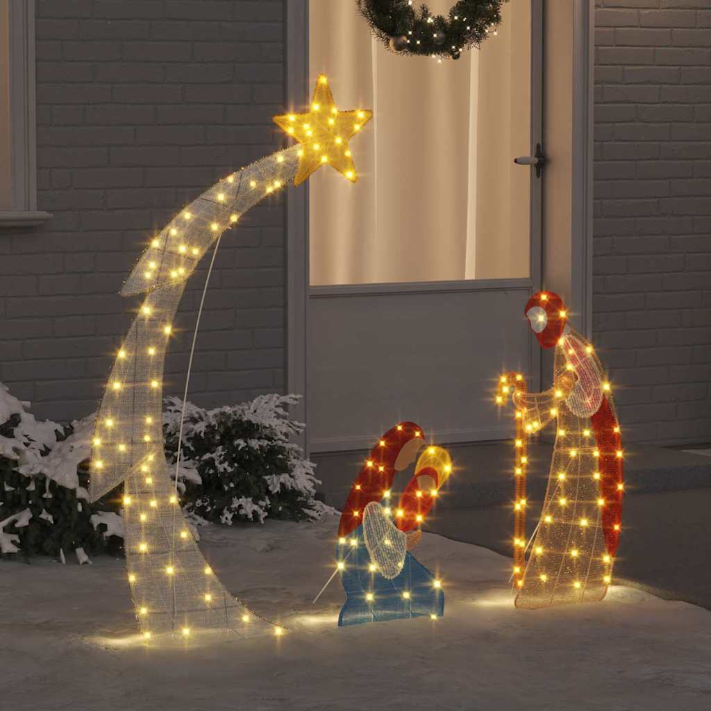 vidaXL Nativity Scene LEDs Warm White 149 x 32 x 127.5 cm Polyester 1