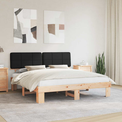 Bed Frame with Upholstered Headboard Black Length 200 cm Natural and Black 180 cm