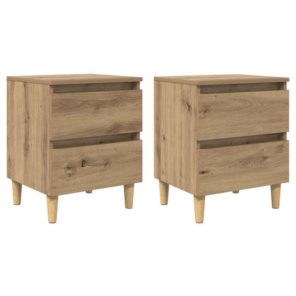 Bed Cabinet with Solid Pinewood Legs 40x35x50 cm Artisan oak 2