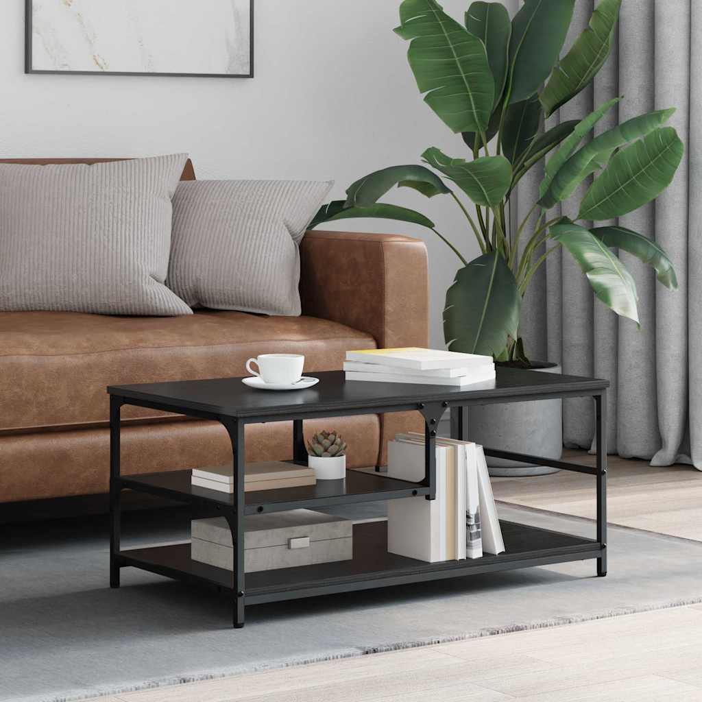 Coffee Table 90x49x40 cm Engineered Wood Black oak