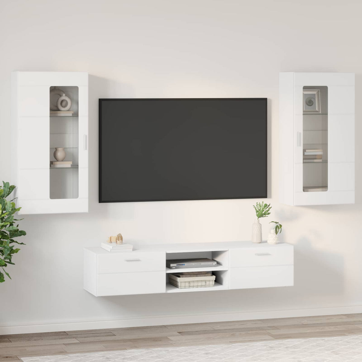 vidaXL TV Cabinet Set FLORIN 3 pcs White Engineered Wood 4