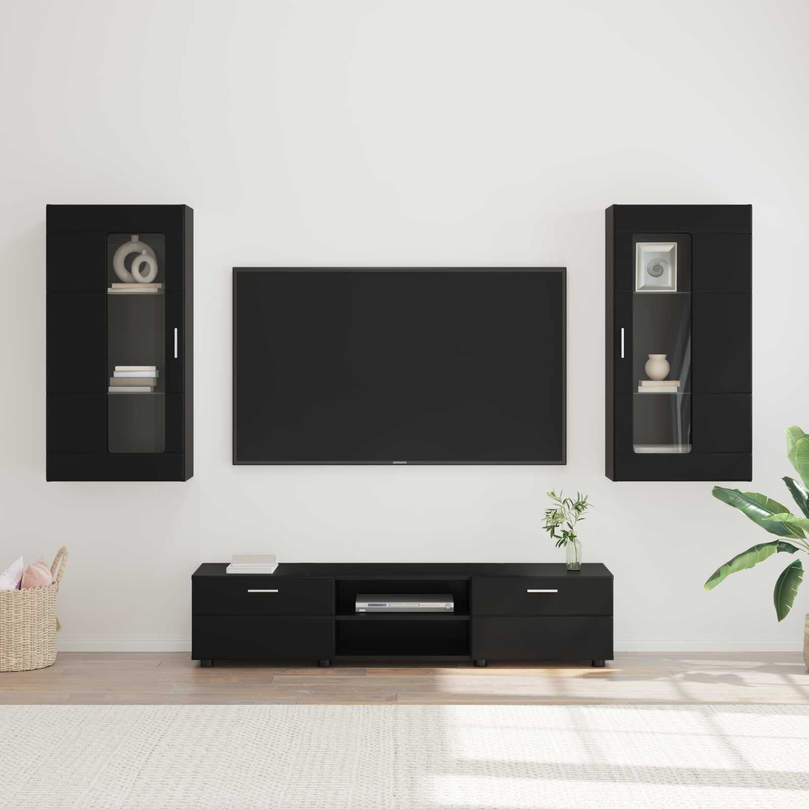 vidaXL TV Cabinet Set FLORIN 3 pcs Black Engineered Wood 1
