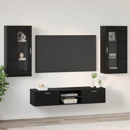 vidaXL TV Cabinet Set FLORIN 3 pcs Black Engineered Wood 4